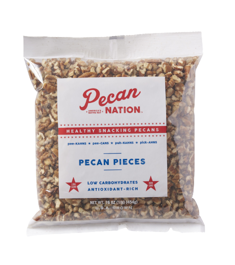 Natural pecan pieces in 16oz bag