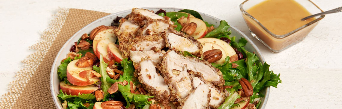 Pecan Crusted Chicken Salad with Dressing