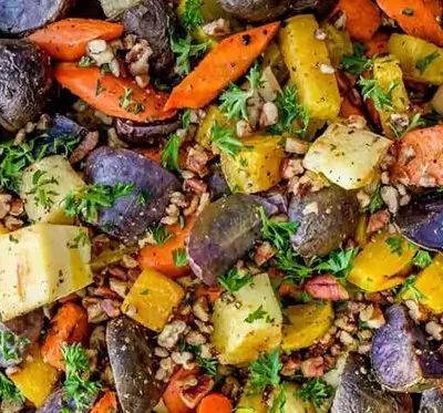 Roasted Root Vegetables with Pecans