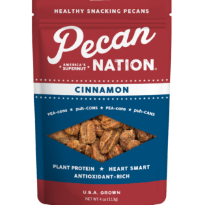 4oz Red and White Package of Pecan Nation Cinnamon Pecans