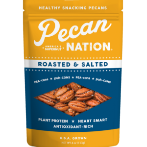 4oz Yellow and Blue Package of Pecan Nation Roasted & Salted Pecans